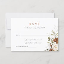 Floral Rust Cream Greenery Fall Wedding RSVP-kaart