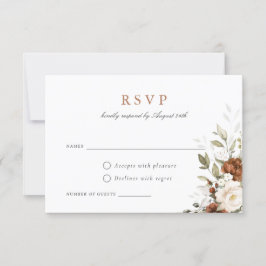 Floral Rust Cream Greenery Fall Wedding RSVP-kaart Kaart