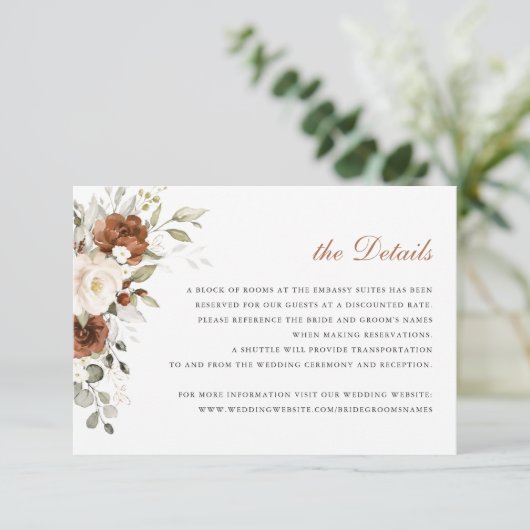 Floral Rust Cream Greenery Herfst - Invoegen Kaart (Staand voorkant)