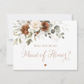 Floral Rust Cream Greenery Maid of Honor Kaart (Voorkant)