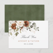 Floral Rust Cream Greenery Wedding Bedankt (Voorkant / Achterkant)