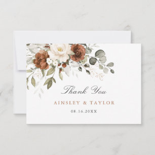 Floral Rust Cream Greenery Wedding Bedankt