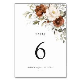 Floral Rust Cream Greenery Wedding Table Kaart