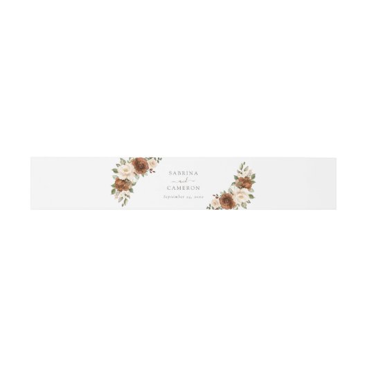 Floral Rust Greenery Peach Elegant Wedding Uitnodigingen Wikkel (Vlak)