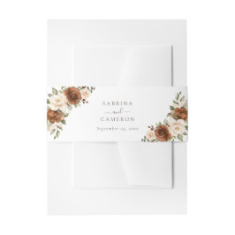 Floral Rust Greenery Peach Elegant Wedding Uitnodigingen Wikkel