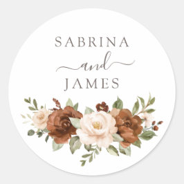 Floral Rust Greenery Peach Envelope Sticker