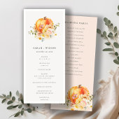Floral Rust Herfst Pumpkin Wedding Ceremony Progra Menu