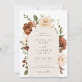 Floral Rust Peach Greenery Boho Arch Wedding Kaart (Voorkant)