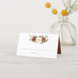 Floral Rust Peach Greenery Elegant Wedding Plaatskaartje