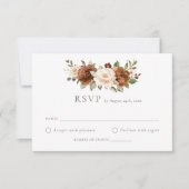 Floral Rust Peach Greenery Wedding Boho RSVP-kaart Kaart (Voorkant)