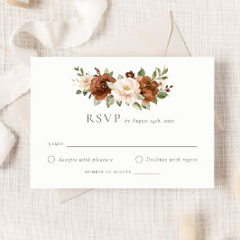 Floral Rust Peach Greenery Wedding Boho RSVP-kaart Kaart