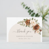 Floral Rust Peach Greenery Wedding Hartelijk dank Bedankkaart (Staand voorkant)