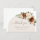 Floral Rust Peach Greenery Wedding Hartelijk dank Bedankkaart (Voorkant / Achterkant)