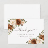Floral Rust Peach Greenery Wedding Hartelijk dank Bedankkaart (Voorkant / Achterkant)