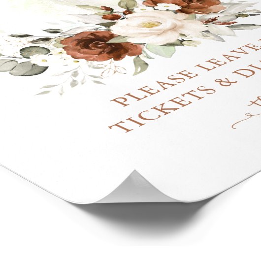 Floral Rust Pompoen Herfst Baby shower Luier Raffl Poster (Hoek)