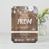Floral Rustic Afstuderen Prom Night Ticket Kaart (Staand voorkant)