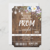 Floral Rustic Afstuderen Prom Night Ticket Kaart (Voorkant)