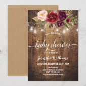 Floral Rustic Baby shower Uitnodiging (Voorkant / Achterkant)
