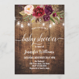 Floral Rustic Baby shower Uitnodiging