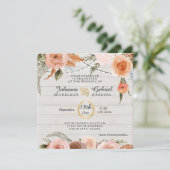 Floral Rustic Blush Burnt Oranje Wood Leaf Foliage Kaart (Staand voorkant)