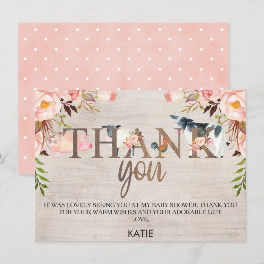 Floral Rustic Boerderij Baby shower Hartelijk dank Kaart (Voorkant / Achterkant)