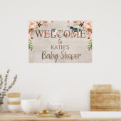 Floral Rustic Boerderij Baby shower WelkomstPoster Poster (Keuken)