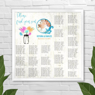 Floral  Rustic Boho Mason Jar Seating Chart Poster