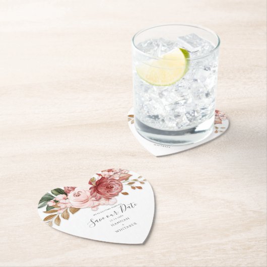 Floral Rustic Botanical Bloom Save the Date Kartonnen Onderzetters (Insitu)