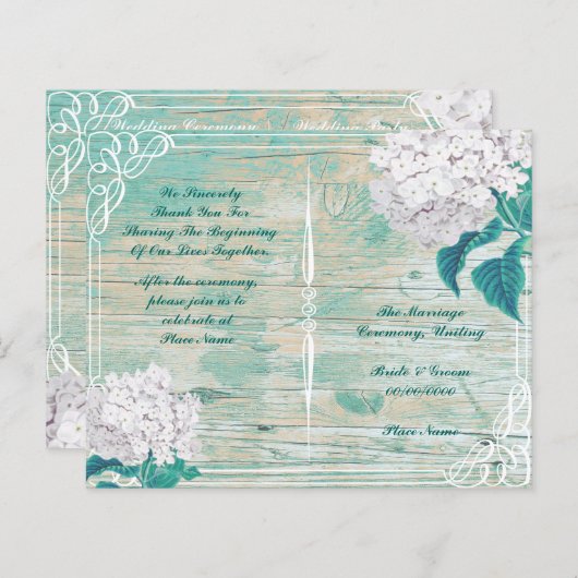 floral rustic bruiloft programma (Voorkant / Achterkant)