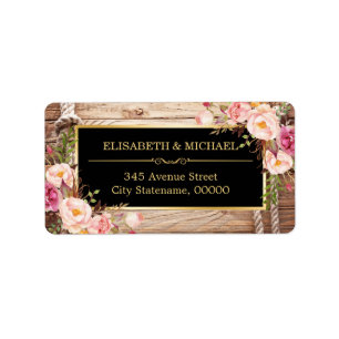 Floral Rustic Country Wood Knot Decor Etiket