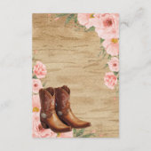 Floral Rustic Cowgirl Boots Baby shower Informatiekaartje (Achterkant)