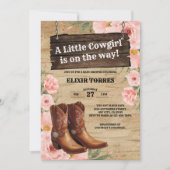 Floral Rustic Cowgirl Boots Baby shower Kaart (Voorkant)