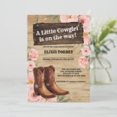 Floral Rustic Cowgirl Boots Baby shower Kaart (Staand voorkant)