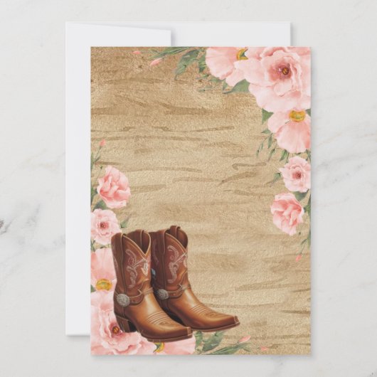 Floral Rustic Cowgirl Boots Baby shower Kaart (Achterkant)