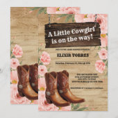 Floral Rustic Cowgirl Boots Baby shower Kaart (Voorkant / Achterkant)