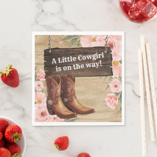 Floral Rustic Cowgirl Boots Baby Shower Servet (Insitu)
