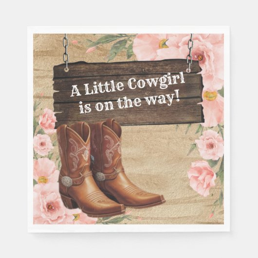 Floral Rustic Cowgirl Boots Baby Shower Servet (Voorkant)