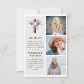 Floral Rustic Cross 3 Foto Sympathy Begrafenis Bedankkaart (Voorkant)