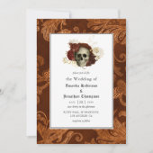 Floral Rustic Damask Gothic Wedding Kaart (Voorkant)