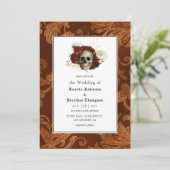 Floral Rustic Damask Gothic Wedding Kaart (Staand voorkant)