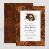 Floral Rustic Damask Gothic Wedding Kaart (Voorkant / Achterkant)