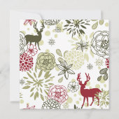 Floral Rustic Deer - Uitnodiging voor Kerstmis (Achterkant)