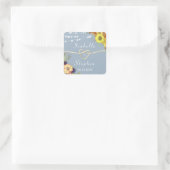 Floral Rustic Dusty Blue Wedding Favor Vierkante Sticker (Tas)
