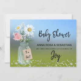 *~* Floral Rustic Gender Mason Jar Baby shower  Kaart