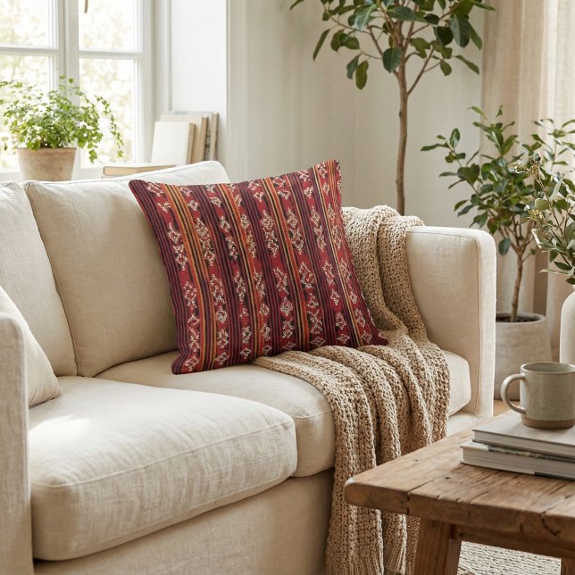 Floral rustic geometric botanical boho pattern kussen (Creator heeft geüpload)