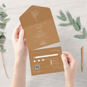  Floral Rustic Goldenrod Wedding QR Code All In One Uitnodiging