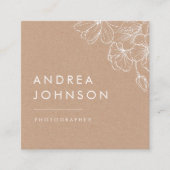Floral Rustic Kraft botanisch eenvoudig Vierkante Visitekaartje (Voorkant)