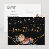 Floral Rustic Magnolia String Lichten sparen de Da Aankondigingskaart (Voorkant / Achterkant)