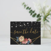 Floral Rustic Magnolia String Lichten sparen de Da Aankondigingskaart (Staand voorkant)