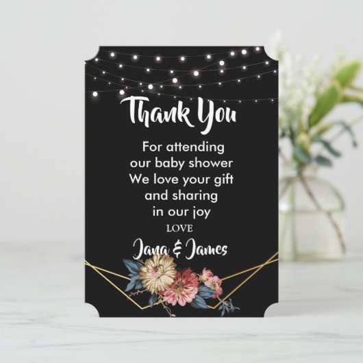 Floral Rustic Magnolia String Lights dank u Kaart (Staand voorkant)